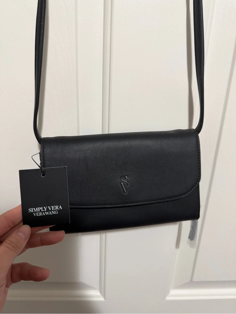 Vera Wang Black imitation Leather Mini Crossbody Shoulder Bag